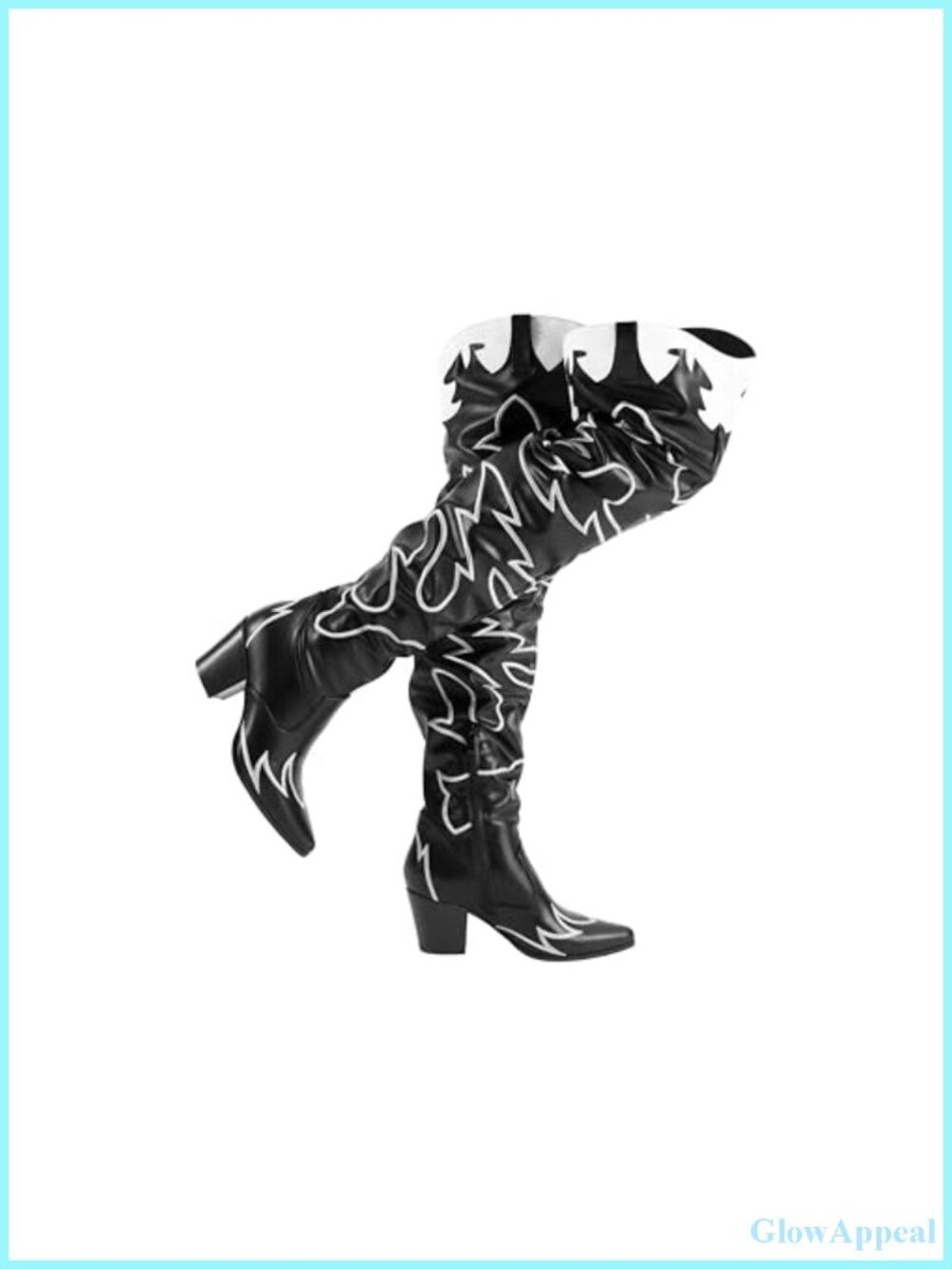 Women's Cowboy Over The Knee High Boots Embroidery Faux Suede Pointed Toe